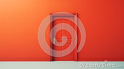 Bold And Playful 3d Rendering Of A Red Door In A White Room Stock Photo