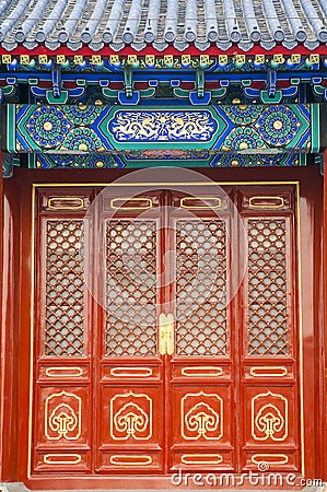 Red door of Temple of Heaven Stock Photo