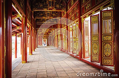 Red Doors, Imperial Citadel, Hue, Vietnam Editorial Stock Photo