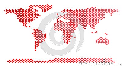 Red Dot World Continent Map Vector Illustration