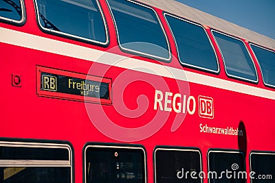 Red double decker train carriage Editorial Stock Photo