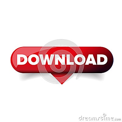 Red Download glossy web button vector Vector Illustration