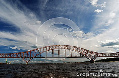 Red Dragon bridge over Irtysh river, near Khanty-Mansiysk, Russia Editorial Stock Photo