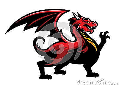 Red Dragon Logo Mascot in Sport Team Style Vector Illustration