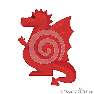 Red dragon mythical monster giant reptile vector illustration isolated Vector Illustration