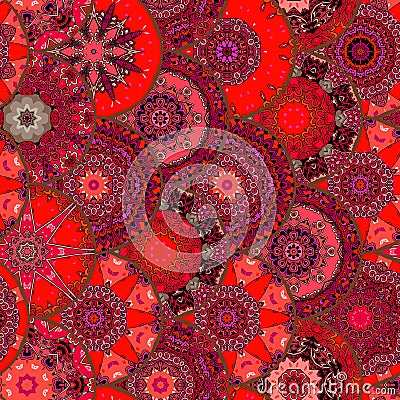 Red dragon scales seamless square pattern. Chinese, japanese, thai motives. Vector Illustration