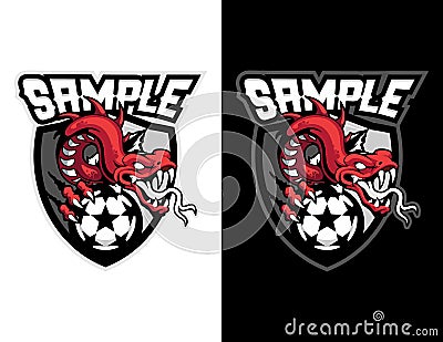 red dragon snake holding soccer ball modern animal mascot for esport logo and t-shirt illustration Vector Illustration