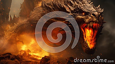 Epic Dragon: A Majestic Fire-breathing Beast In Stunning 8k Imax Style Stock Photo