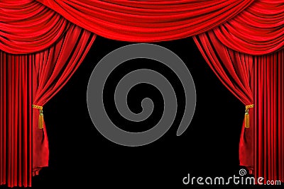 Red Draped Stage Background Stock Photo