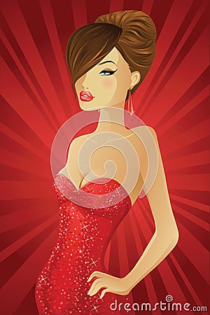 Red dress Vector Illustration