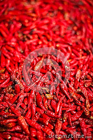 Red dried chillies background Stock Photo