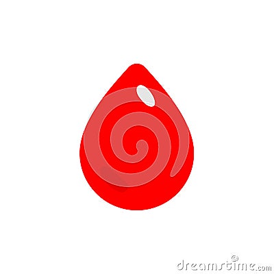 Red drop blood icon, donor symbol, simple flat style illustration Vector Illustration