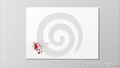 Red drop splatter stain art paint on white paper Stock Photo