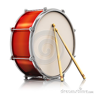 Red drum with drumsticks Stock Photo