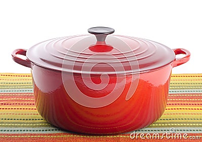 Red Dutch Oven Stock Photo