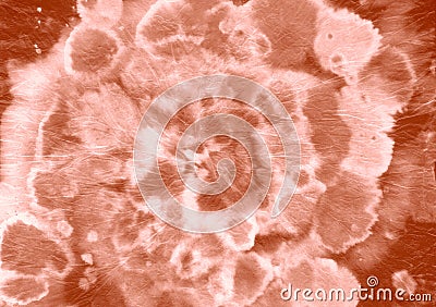 Red Dyeing Pattern. Spiral Old Effects. Color Stock Photo