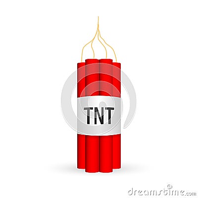 Red dynamite pack with electric time bomb, TNT. Vector stock illustration Vector Illustration