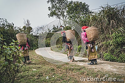 Red dzao ethnic minority woman in Ta Phin village, Sa Pa, Lao Cai province, Vietnam Stock Photo