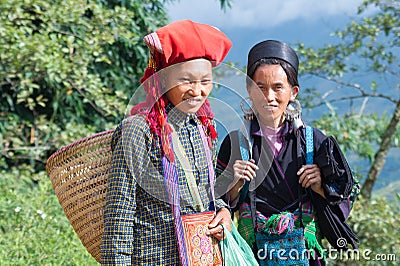 Red Dzao and a Hmong Woman in Vietnam Editorial Stock Photo