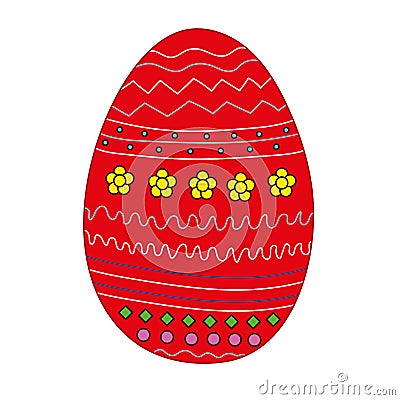 Red easter egg. Easter egg Hand drawn decorative element in vector. Easter Themes. Vector Illustration