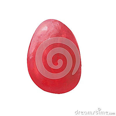 Red easter egg isolated on white background. Watercolor gouache hand drawn illustration. Happy easter holiday Cartoon Illustration