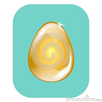 gold easter egg with spring flowers Vector Illustration