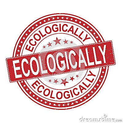 Red Ecologic Certified Original Stamp. ECOLOGICALLY Design Vector Badge Art. Quality Badge. Vector Illustration