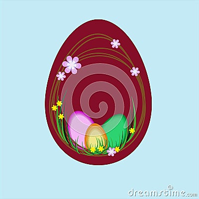 Red egg is a symbol of new life on the eve of the wonderful Easter holiday Vector Illustration