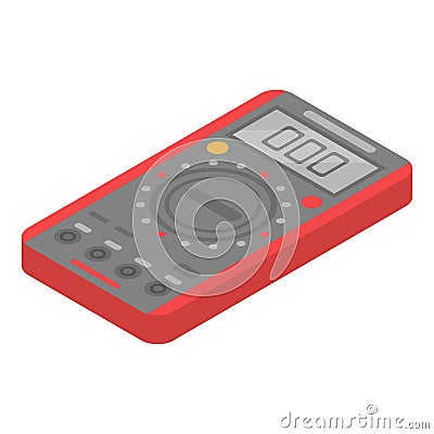 Red electric tester icon, isometric style Vector Illustration