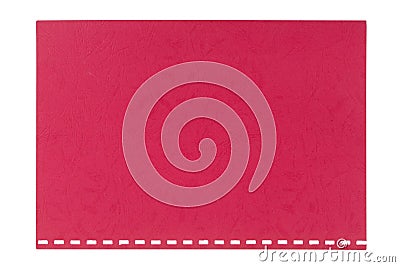 Red embossed cardboard sheet torn from a notebook, isolated Stock Photo