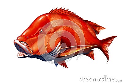 Red emperor snapper fish realistic illustration isolated Cartoon Illustration