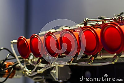 Red engine pipes Editorial Stock Photo