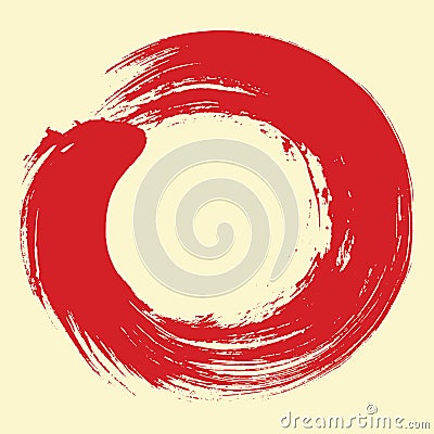 Red Enso Zen Japanese Circle Brush Sumi-e Vector Ink Illustration Design Logo Template Art Vector Illustration