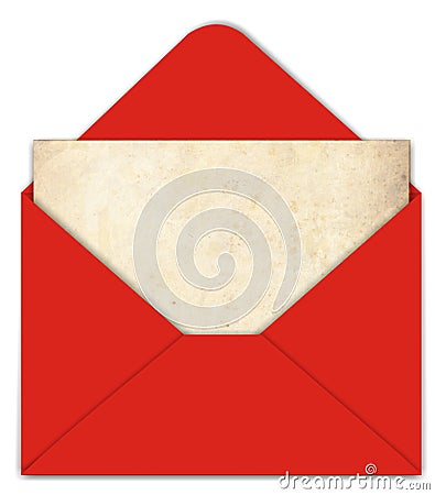 Red envelope with old paper Stock Photo
