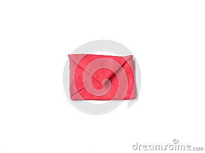 Red envelopes plasticine clay, cute dough, white background Stock Photo