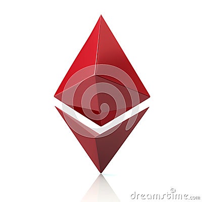 Red Ethereum cryptocurrency icon 3d illustration Cartoon Illustration