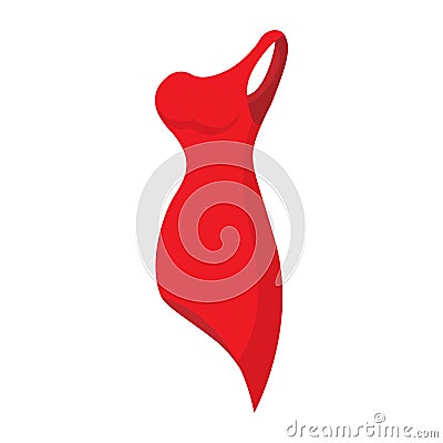 Red evening dress icon, cartoon style Vector Illustration