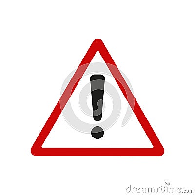 Red Exclamation Sign - Danger Triangle Road sign. Vector. Vector Illustration