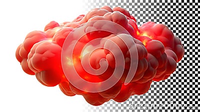 Red explosion cloud, fiery burst, dynamic effect, abstract energy png transparent image Generative AI Stock Photo