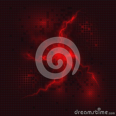 Red explosion, plasma, electric discharge. Vector Illustration