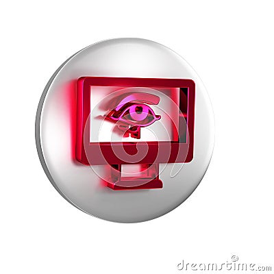 Red Eye of Horus on monitor icon isolated on transparent background. Ancient Egyptian goddess Wedjet symbol of Stock Photo