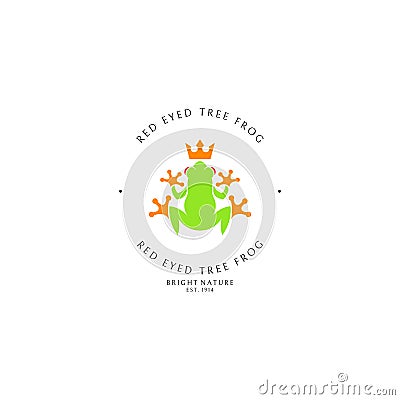Red eyed tree frog. Logo template Vector Illustration