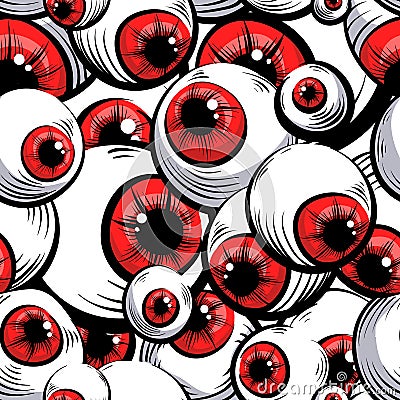 Red eyes. Seamless pattern. Vector Illustration