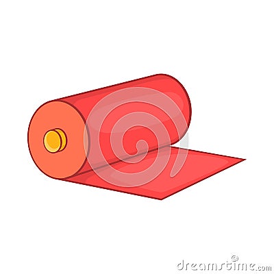 Red fabric roll icon, cartoon style Vector Illustration