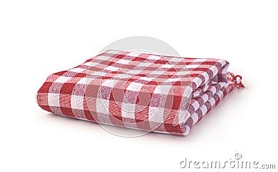 Red fabric table clothe isolated Stock Photo