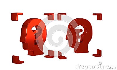 Red Face recognition icon isolated on transparent background. Face identification scanner icon. Facial id. Cyber Stock Photo