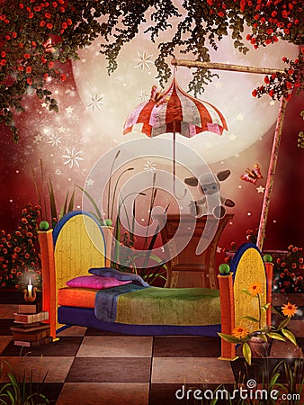 red fantasy bedroom royalty free stock photos - image