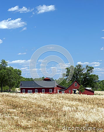 Red Farm Buildings Stock Photo