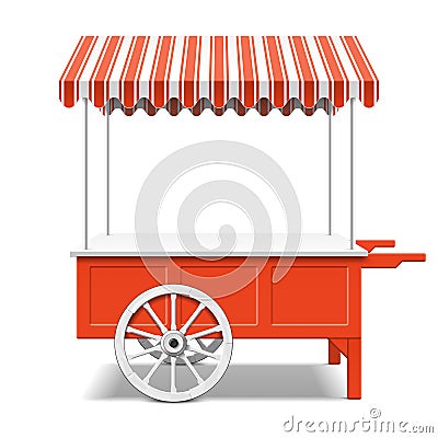 Red farmers market cart Vector Illustration