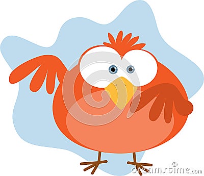Red Fat Bird Vector Illustration